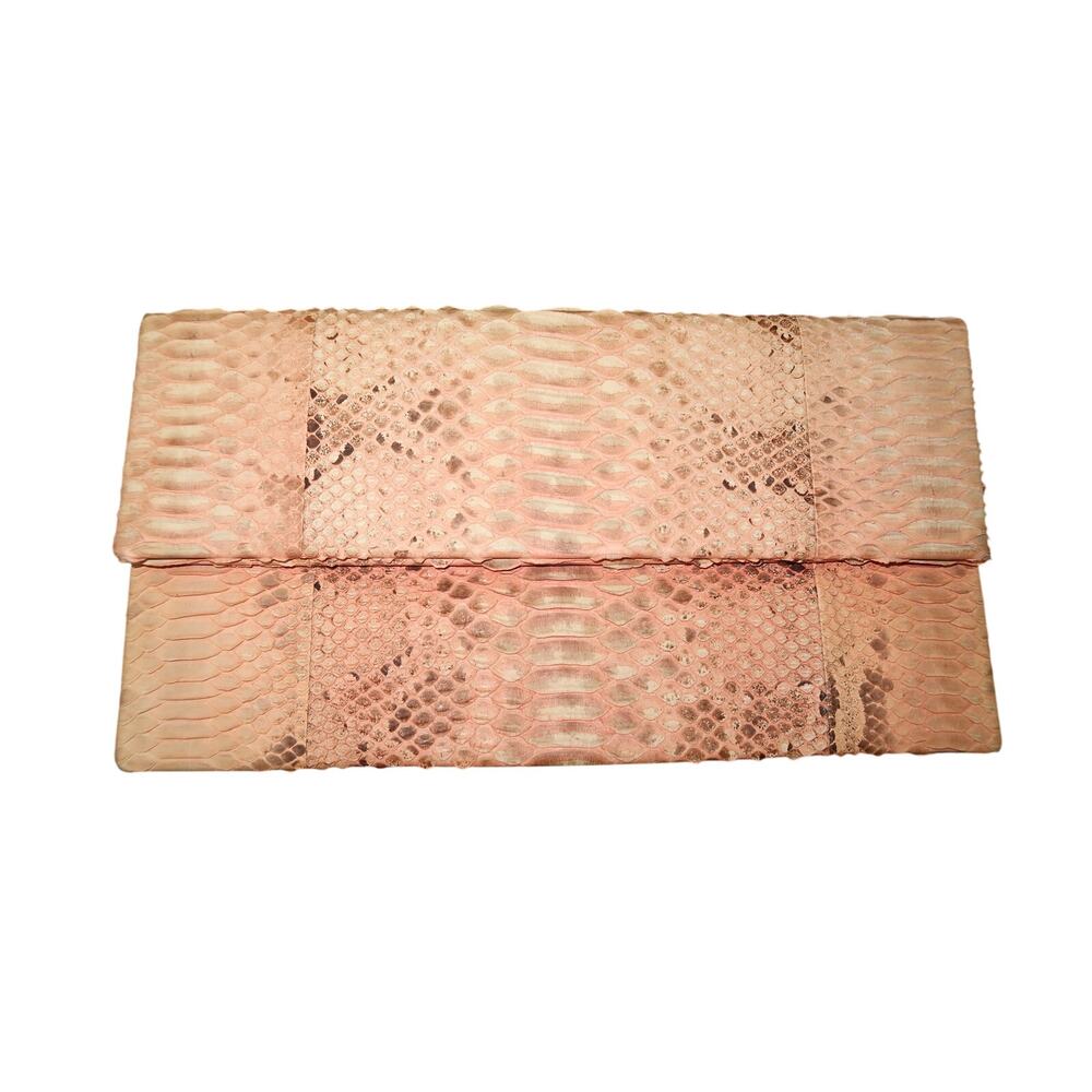 Toya Tan Pink Python-Textured Envelope Foldover Clutch Bag Blush Women's OS